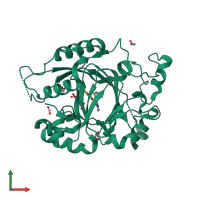 PDB entry 5iw0 coloured by chain, front view.