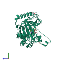 PDB entry 5iw0 coloured by chain, side view.