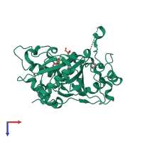 PDB entry 5iw0 coloured by chain, top view.