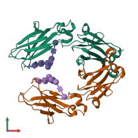 PDB entry 5iw6 coloured by chain, front view.