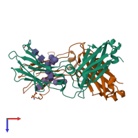 PDB entry 5iw6 coloured by chain, top view.
