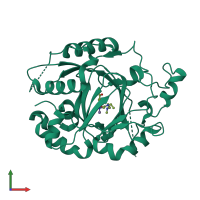PDB entry 5iwf coloured by chain, front view.