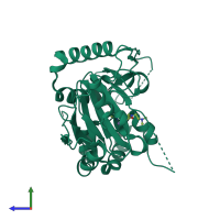 PDB entry 5iwf coloured by chain, side view.