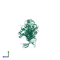 PDB entry 5iwk coloured by chain, side view.
