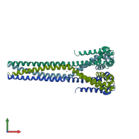 PDB entry 5iwn coloured by chain, front view.