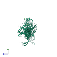 PDB entry 5iwr coloured by chain, side view.