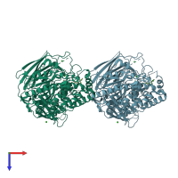 PDB entry 5ixc coloured by chain, top view.