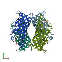 PDB entry 5ixg coloured by chain, front view.