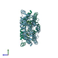 PDB entry 5ixk coloured by chain, side view.