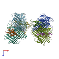 PDB entry 5ixm coloured by chain, top view.