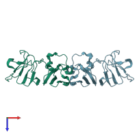 PDB entry 5iy3 coloured by chain, top view.