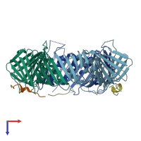 PDB entry 5iy4 coloured by chain, top view.