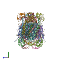 PDB entry 5iy5 coloured by chain, side view.