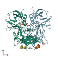 PDB entry 5iyp coloured by chain, front view.
