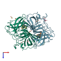 PDB entry 5iyp coloured by chain, top view.