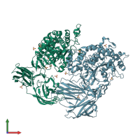 PDB entry 5iz5 coloured by chain, front view.