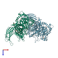 PDB entry 5iz5 coloured by chain, top view.