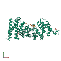 PDB entry 5iz6 coloured by chain, front view.