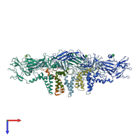 PDB entry 5iz7 coloured by chain, top view.