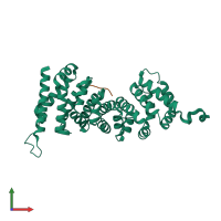 PDB entry 5iza coloured by chain, front view.