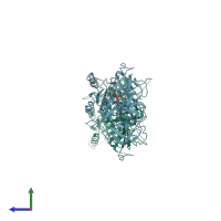 PDB entry 5izk coloured by chain, side view.