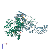 PDB entry 5izm coloured by chain, top view.