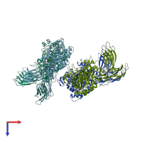 PDB entry 5izr coloured by chain, top view.