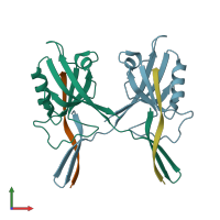 PDB entry 5izu coloured by chain, front view.
