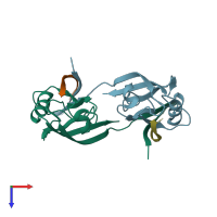 PDB entry 5izu coloured by chain, top view.