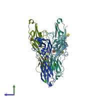 PDB entry 5j0b coloured by chain, side view.