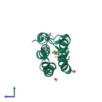 PDB entry 5j0d coloured by chain, side view.