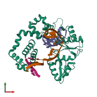 PDB entry 5j0o coloured by chain, front view.