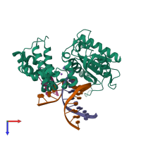 PDB entry 5j0o coloured by chain, top view.
