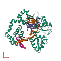 PDB entry 5j0p coloured by chain, front view.