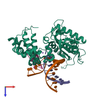 PDB entry 5j0p coloured by chain, top view.