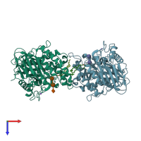 PDB entry 5j14 coloured by chain, top view.