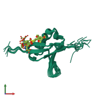 PDB entry 5j18 coloured by chain, ensemble of 10 models, front view.