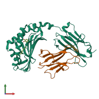 PDB entry 5j1a coloured by chain, front view.