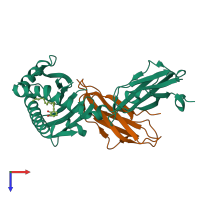 PDB entry 5j1a coloured by chain, top view.