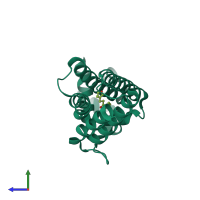 PDB entry 5j1r coloured by chain, side view.