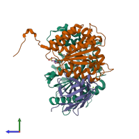 PDB entry 5j1s coloured by chain, side view.