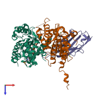 PDB entry 5j1s coloured by chain, top view.