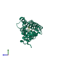 PDB entry 5j1u coloured by chain, side view.