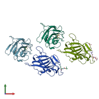 PDB entry 5j1x coloured by chain, front view.