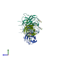 PDB entry 5j1x coloured by chain, side view.