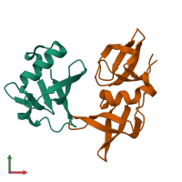 PDB entry 5j26 coloured by chain, front view.