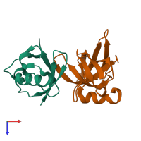 PDB entry 5j26 coloured by chain, top view.