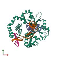PDB entry 5j29 coloured by chain, front view.