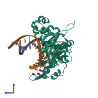 PDB entry 5j29 coloured by chain, side view.