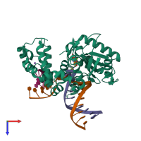 PDB entry 5j29 coloured by chain, top view.